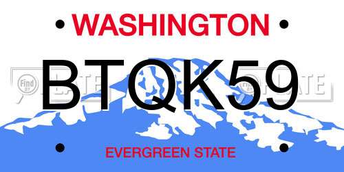 BTQK59 Washington License Plate