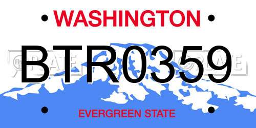 BTR0359 Washington License Plate