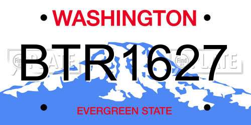 BTR1627 Washington License Plate