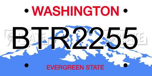 BTR2255 Washington License Plate