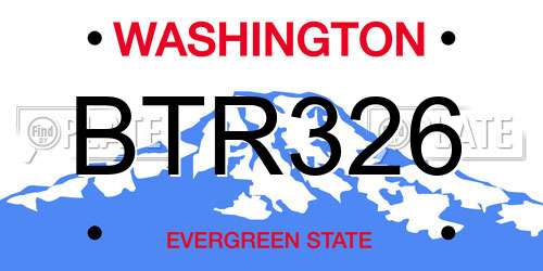 BTR326 Washington License Plate