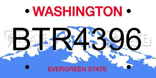 BTR4396 Washington License Plate