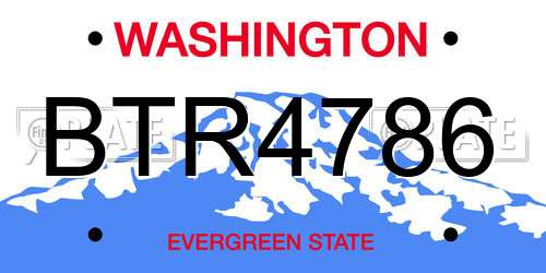 BTR4786 Washington License Plate