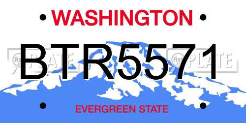 BTR5571 Washington License Plate
