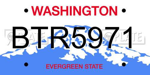 BTR5971 Washington License Plate