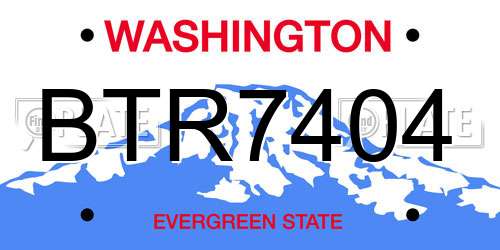 BTR7404 Washington License Plate