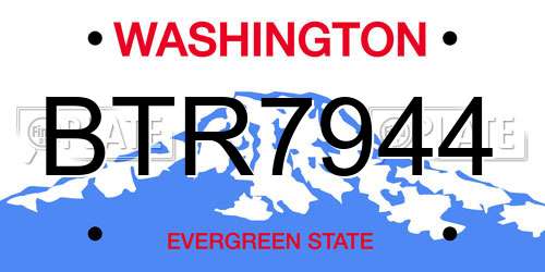 BTR7944 Washington License Plate