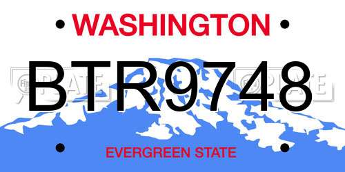 BTR9748 Washington License Plate