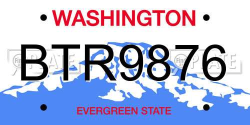 BTR9876 Washington License Plate