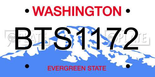BTS1172 Washington License Plate