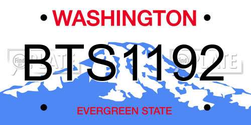 BTS1192 Washington License Plate