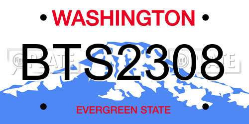 BTS2308 Washington License Plate