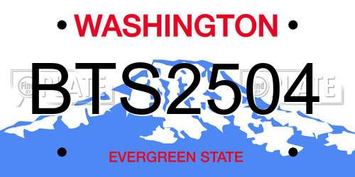 BTS2504 Washington License Plate