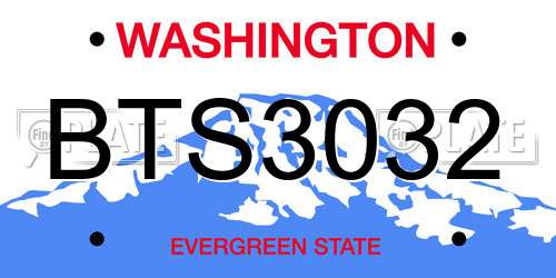 BTS3032 Washington License Plate