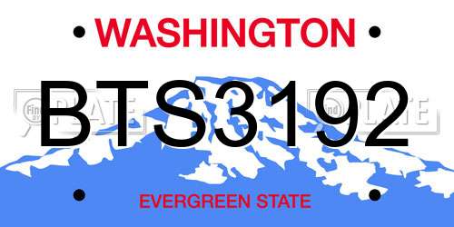 BTS3192 Washington License Plate
