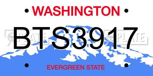 BTS3917 Washington License Plate