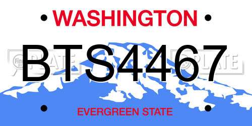 BTS4467 Washington License Plate