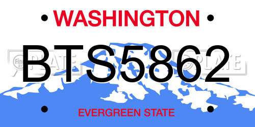 BTS5862 Washington License Plate