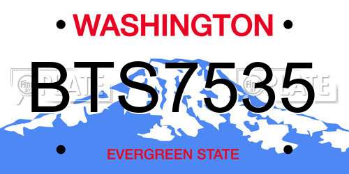 BTS7535 Washington License Plate