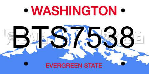 BTS7538 Washington License Plate