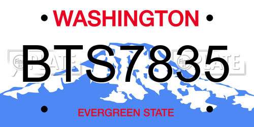 BTS7835 Washington License Plate