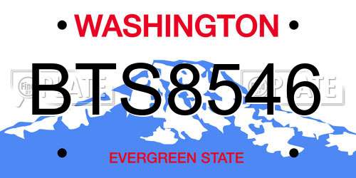 BTS8546 Washington License Plate