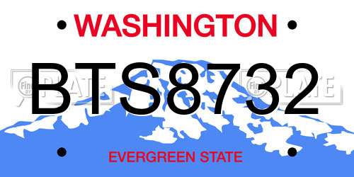 BTS8732 Washington License Plate