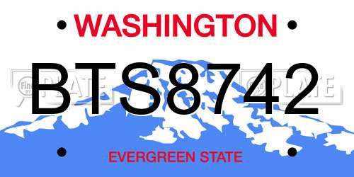 BTS8742 Washington License Plate
