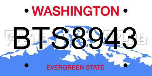 BTS8943 Washington License Plate