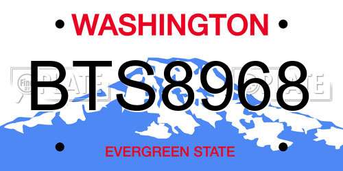 BTS8968 Washington License Plate