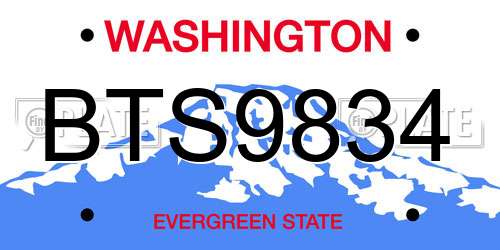 BTS9834 Washington License Plate