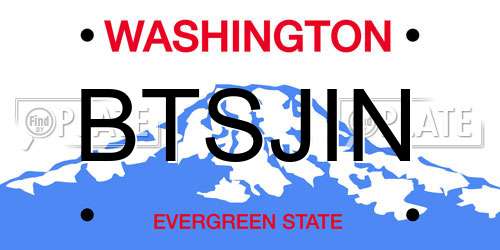 BTSJIN Washington License Plate