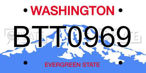 BTT0969 Washington License Plate