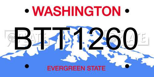 BTT1260 Washington License Plate