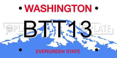 BTT13 Washington License Plate