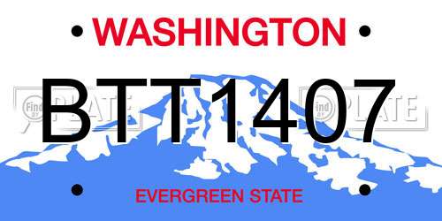BTT1407 Washington License Plate