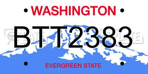 BTT2383 Washington License Plate