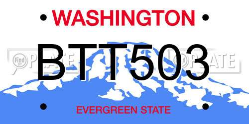 BTT503 Washington License Plate