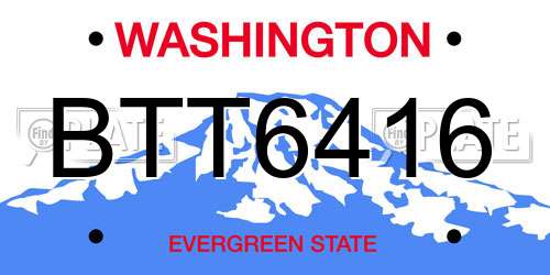 BTT6416 Washington License Plate
