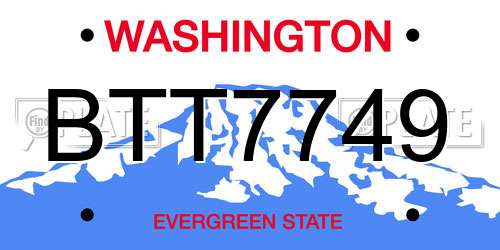 BTT7749 Washington License Plate
