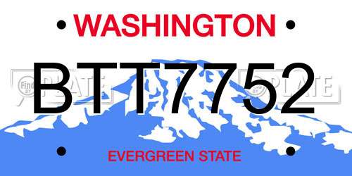 BTT7752 Washington License Plate