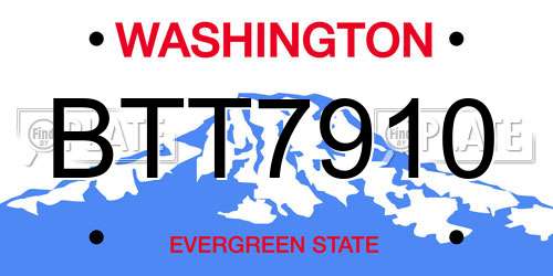 BTT7910 Washington License Plate