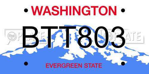BTT803 Washington License Plate