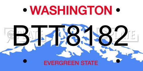 BTT8182 Washington License Plate