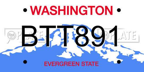 BTT891 Washington License Plate