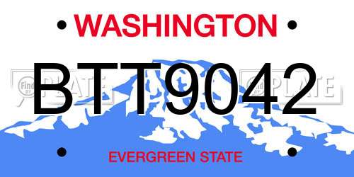 BTT9042 Washington License Plate