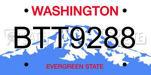 BTT9288 Washington License Plate