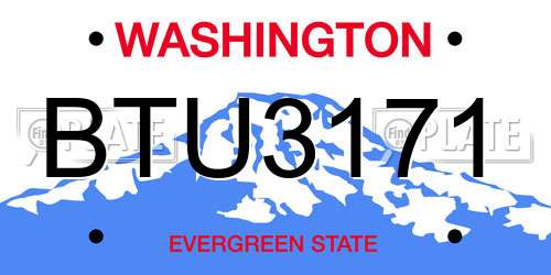 BTU3171 Washington License Plate