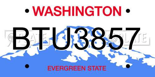 BTU3857 Washington License Plate