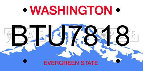 BTU7818 Washington License Plate